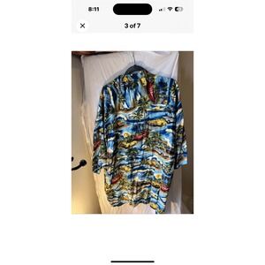 Men's 3XL Classic Cars Print Collared Button Down Print Shirt